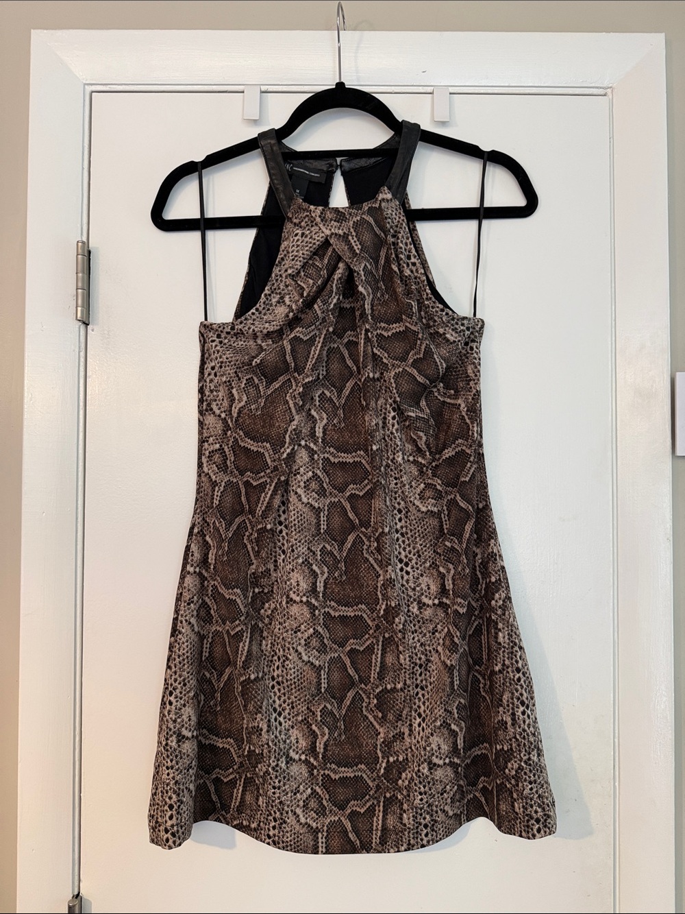 INC International Concepts Brown Snake Print Midi Dress